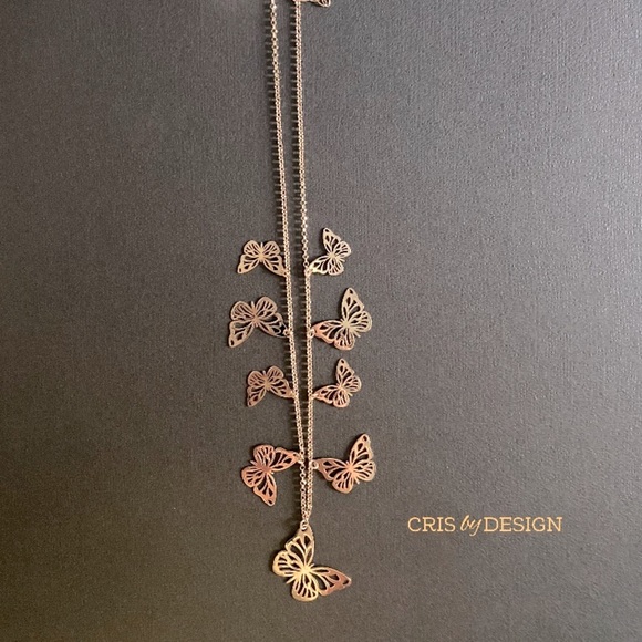 Mia Fiore 18kt gold plated Sterling Silver, 9 Laser Cut Butterflies Necklace 16” - Picture 5 of 7